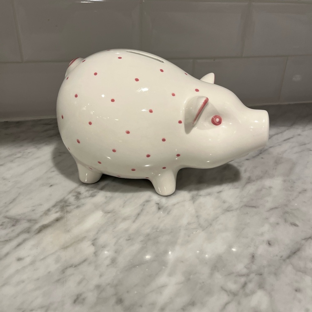 Tiffany & Co Ceramic Piggy Bank with Pink Polka Dots - Picture 2 of 4